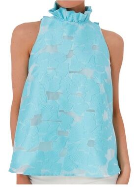 Tuckernuck Ruffle Floral Appliqué Halter Top